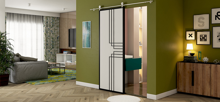 sliding bathroom door installation in Whittier